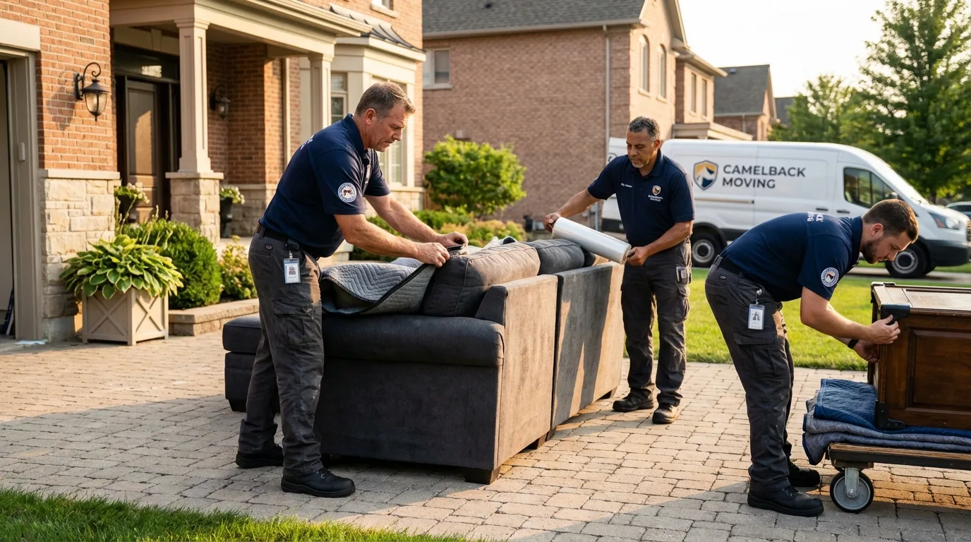Large estate moving crew wrapping furniture in Prince George, VA